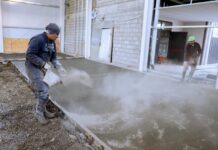 Inició el hormigonado en el nuevo gimnasio del Colegio Soberanía Nacional